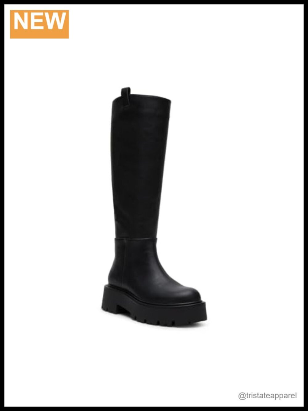 Knee-High Combat Platform Boots with Round Toe - Pull-On Zip